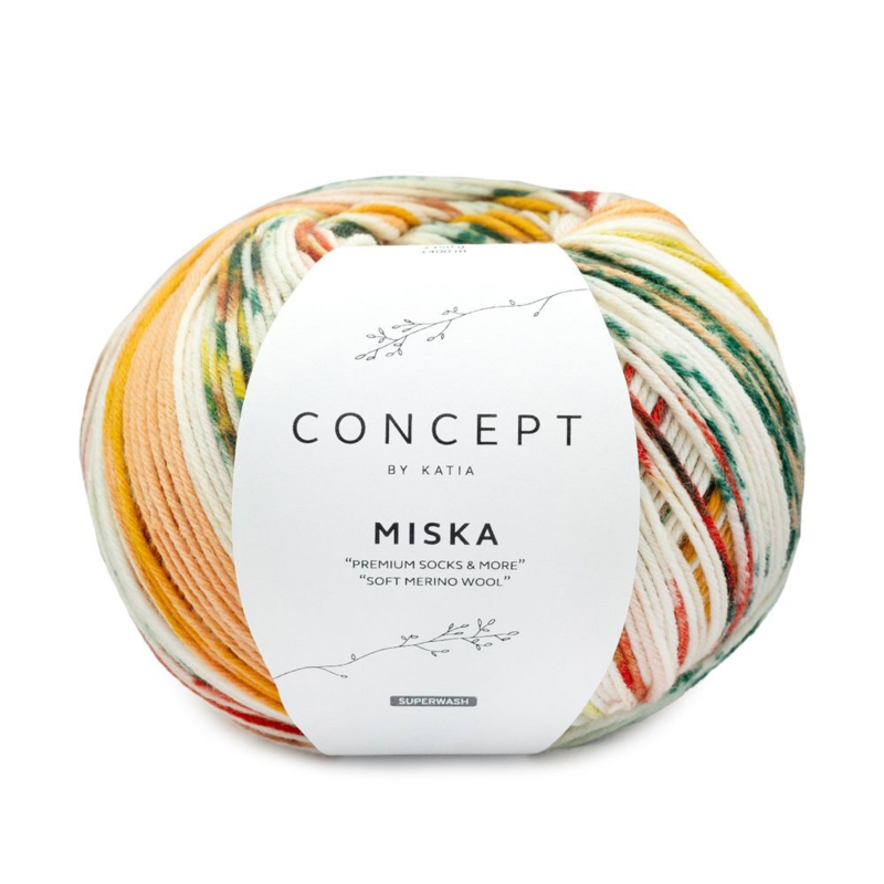 Katia Concept Miska Socks 101 Ochrowy Żółty-Pistacja-Pomarańczowy