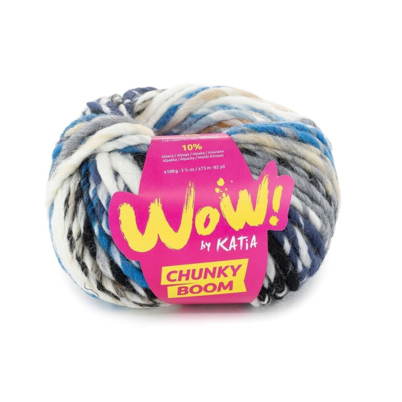 Katia Wow Chunky Boom 309 Tummansininen-harmaa-ruskea