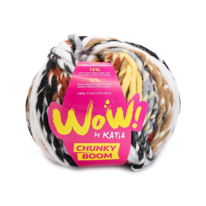 Katia Wow Chunky Boom 303 Brązowy-Czerwony-Czarny