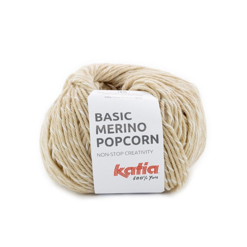 Katia Basic Merino Popcorn 105 Beżowy-biały