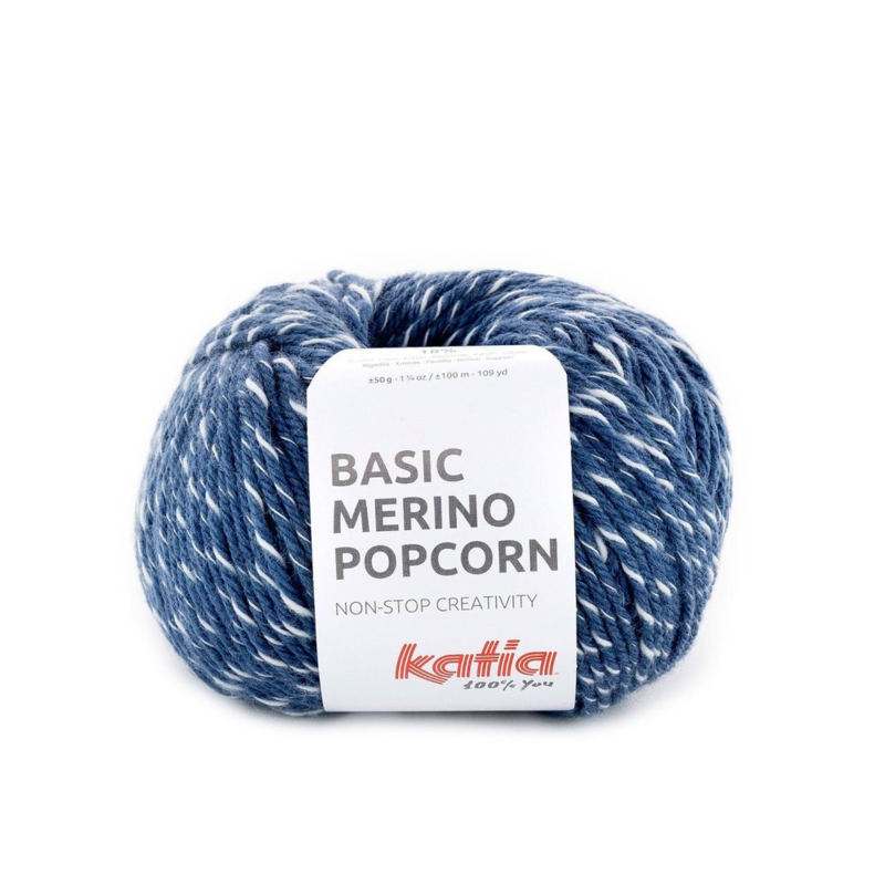 Katia Basic Merino Popcorn 101 Dżinsowy-biały