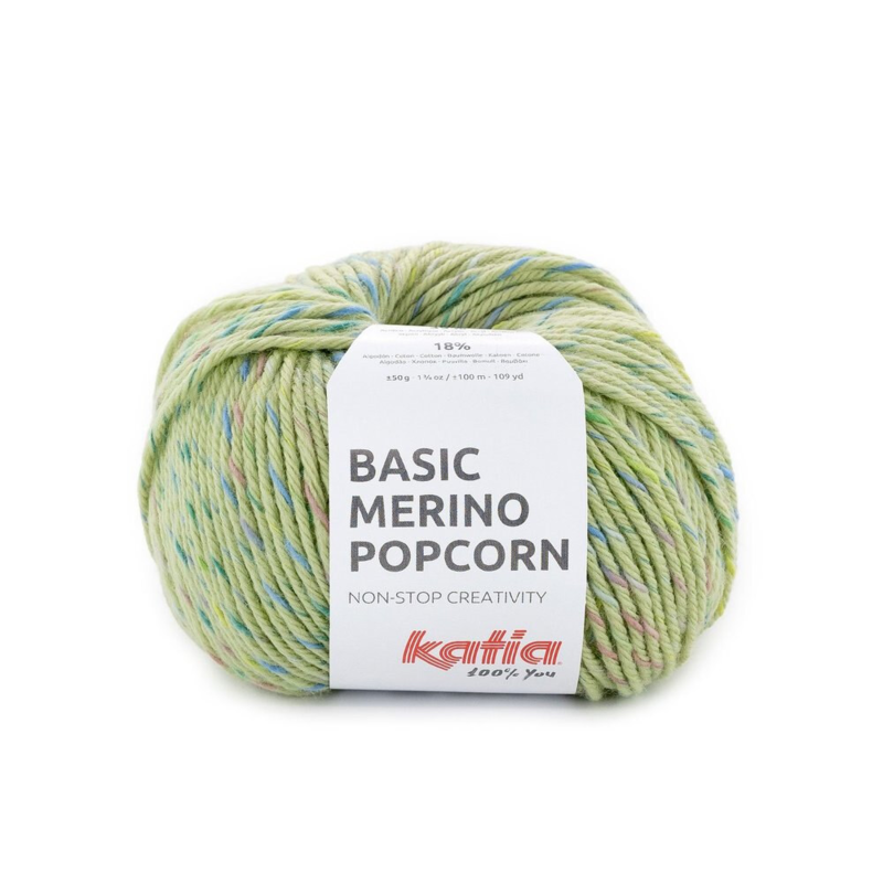 Katia Basic Merino Popcorn 202 Szałwiowy-wielokolorowy