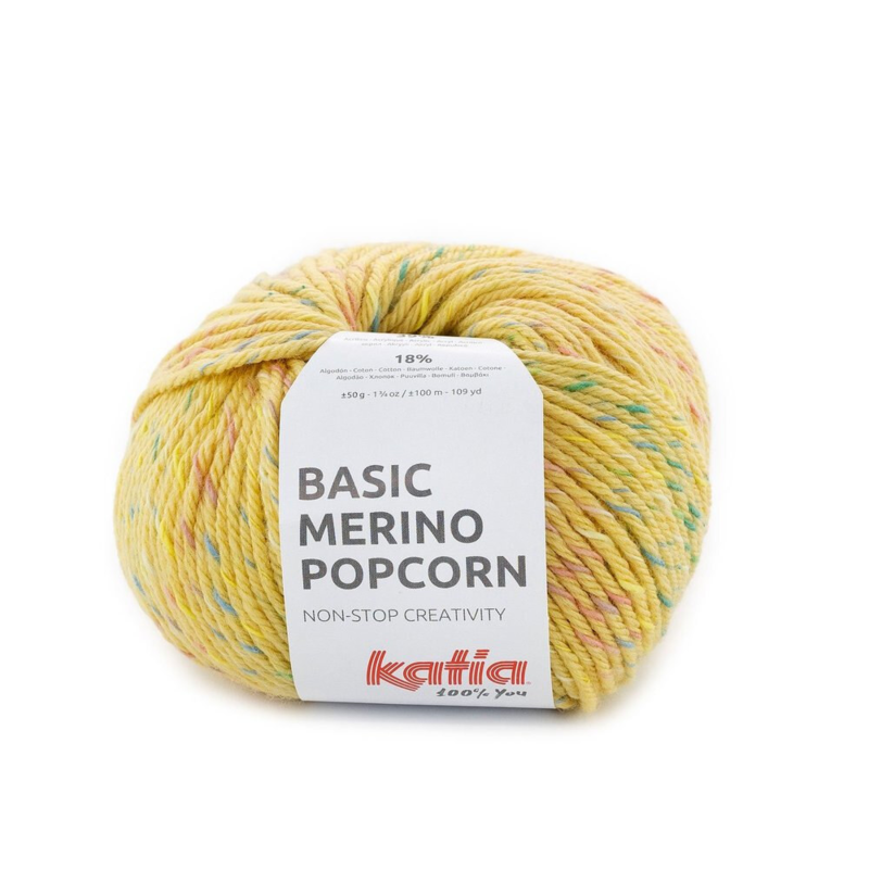 Katia Basic Merino Popcorn 203 Żółty-wielokolorowy