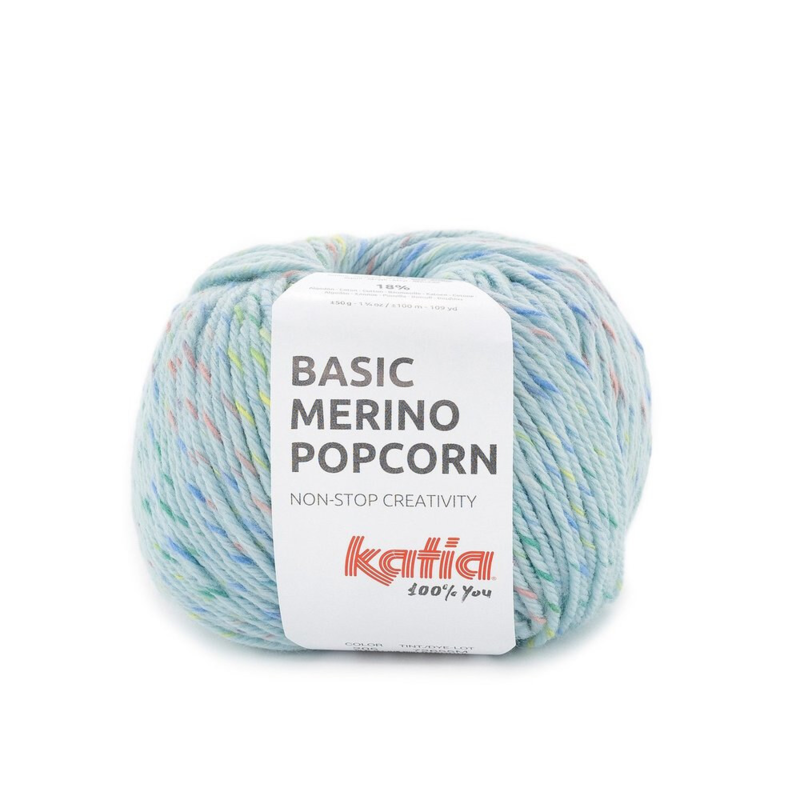 Katia Basic Merino Popcorn 205 Jasny błękitny-wielokolorowy