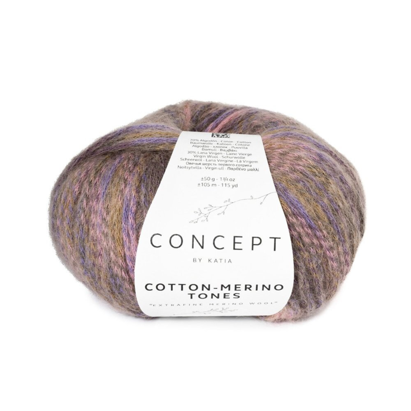 Katia Concept Cotton-Merino Tones 302 Perłowo-jeżynowy-purpurowy-różany