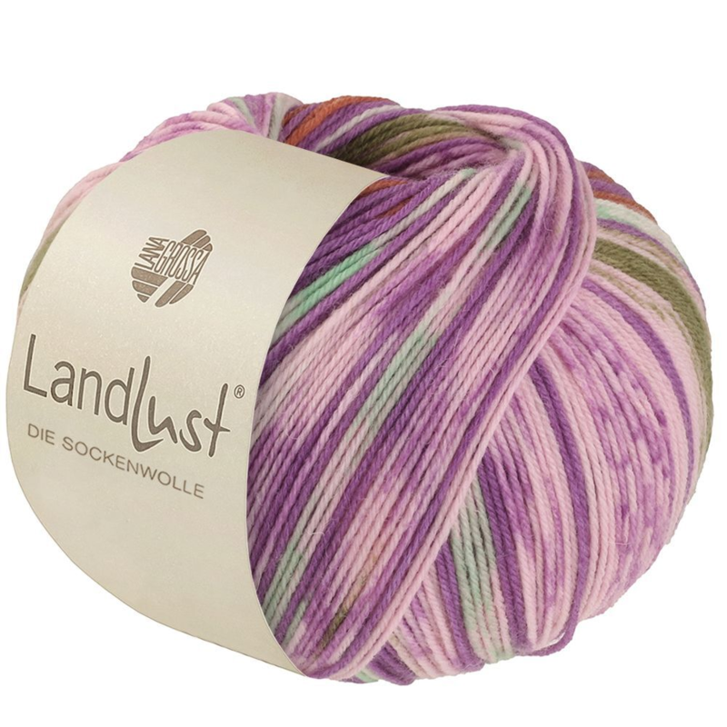 Lana Grossa Landlust Die Sockenwolle 611 Orchidea/Brązowy/Zieleń majowa/Ecru/Różowy/Oliwkowy
