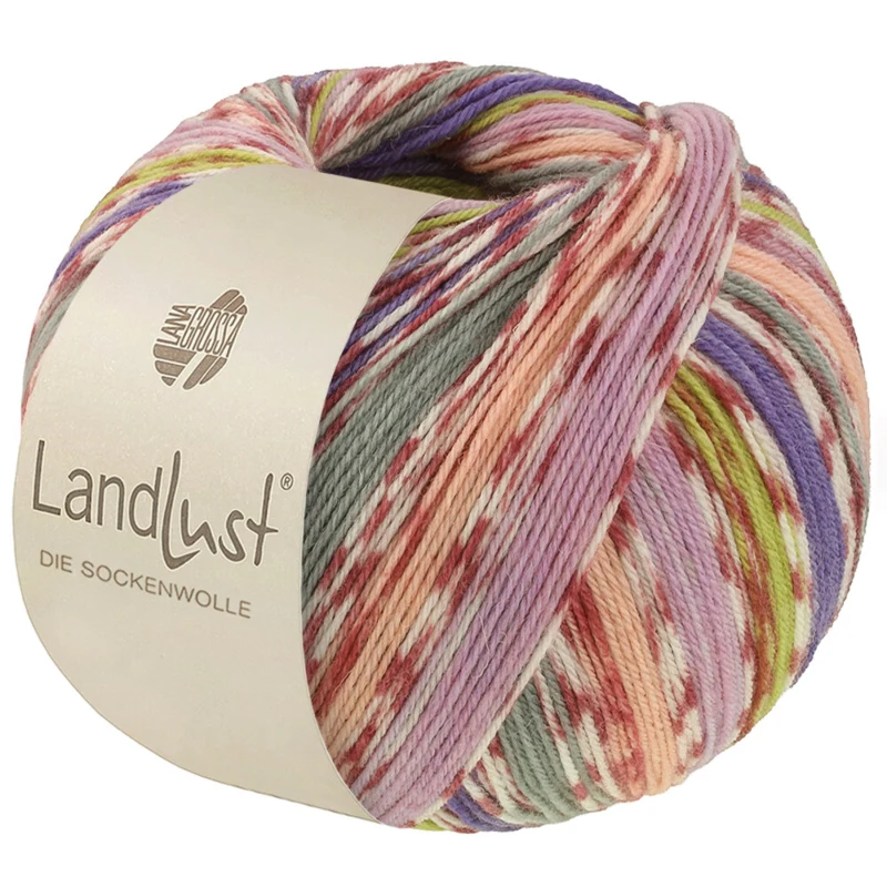 Lana Grossa Landlust Die Sockenwolle 826 Brzoskwiniowy/Fioletowy/Wiosenna zieleń/Violet/Szary/Kremowy/Terakota