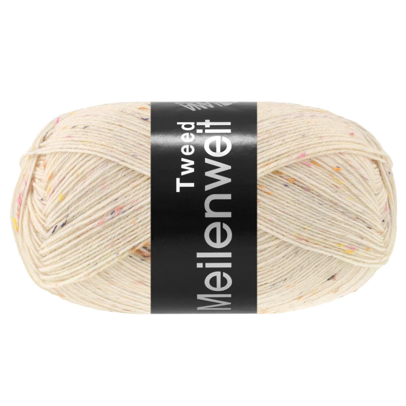 Lana Grossa Meilenweit 100 Tweed 185 Kremowy melanż