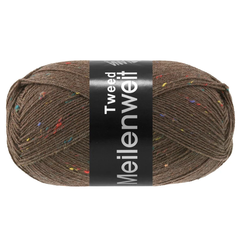 Lana Grossa Meilenweit 100 Tweed 184 Ciemnobrązowy