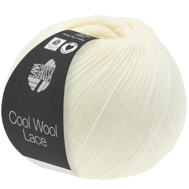 Lana Grossa Cool Wool Lace 14 Surowa Biel