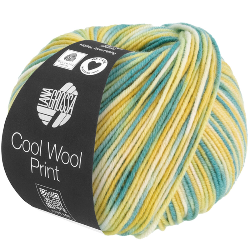 Lana Grossa Cool Wool Print 832 Ecru/Waniliowy/Turkusowy/Petrolowy