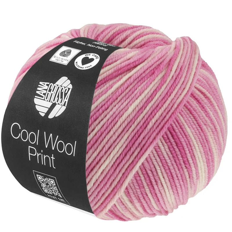 Lana Grossa Cool Wool Print 842 Różowy/Fuksja/Ecru