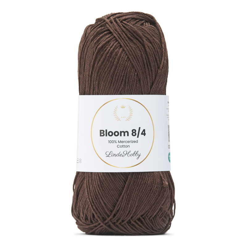 LindeHobby Bloom 8/4 Mercerized Cotton 08 Ciemnobrązowy