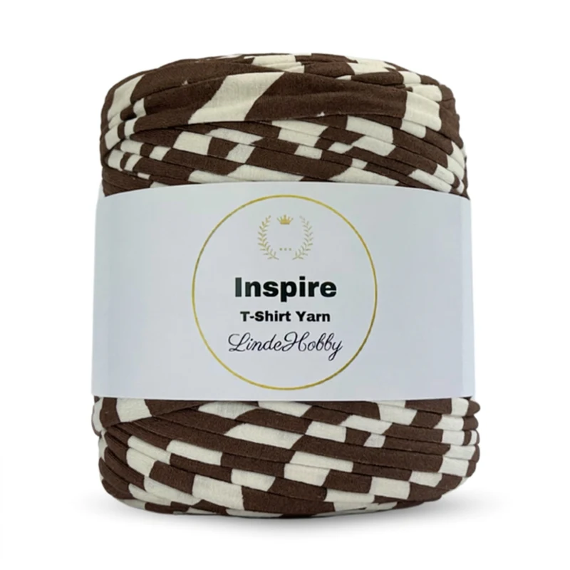 LindeHobby Inspire Print 50 Surowa biel z szerokimi ciemnobrązowymi paskami