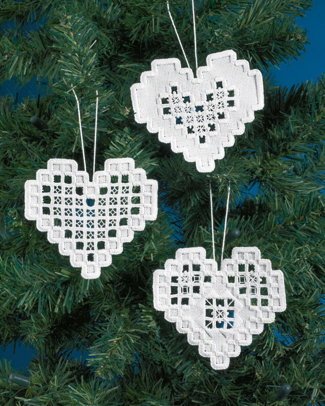 Zestaw do haftu Hardanger serca 3 szt. 10 x 10 cm