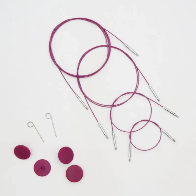 KnitPro Thin & Flex Kabel, Fioletowy Swivel, 40–150 cm