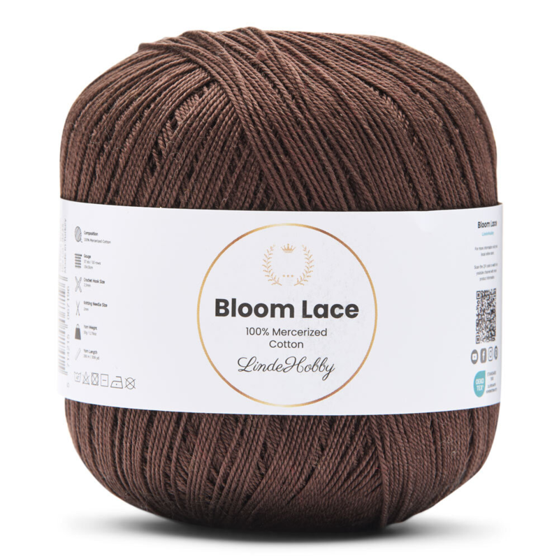 LindeHobby Bloom Lace Mercerized Cotton 08 Ciemnobrązowy