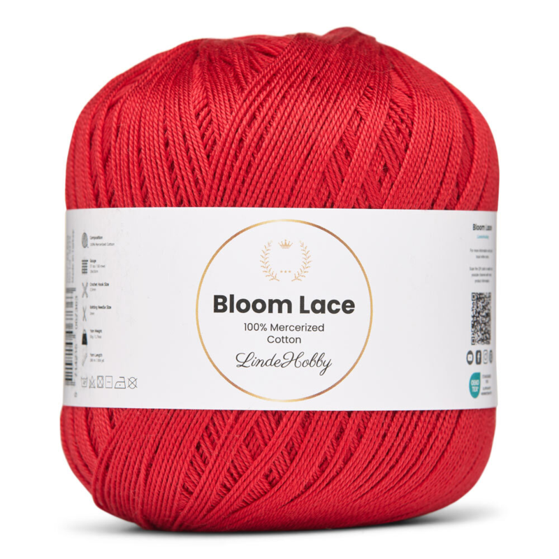 LindeHobby Bloom Lace Mercerized Cotton 25 Czerwony