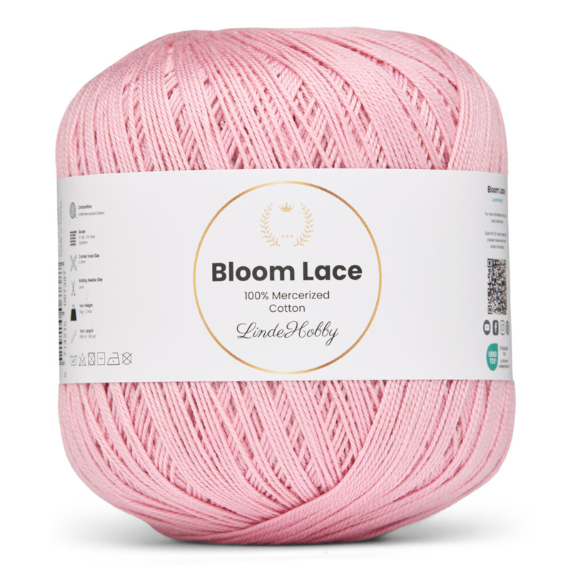 LindeHobby Bloom Lace Mercerized Cotton 27 Pudrowy róż