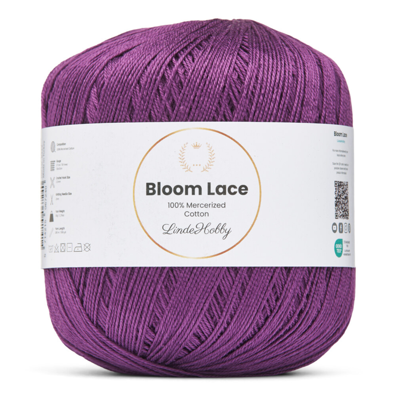 LindeHobby Bloom Lace Mercerized Cotton 13 Fioletowy