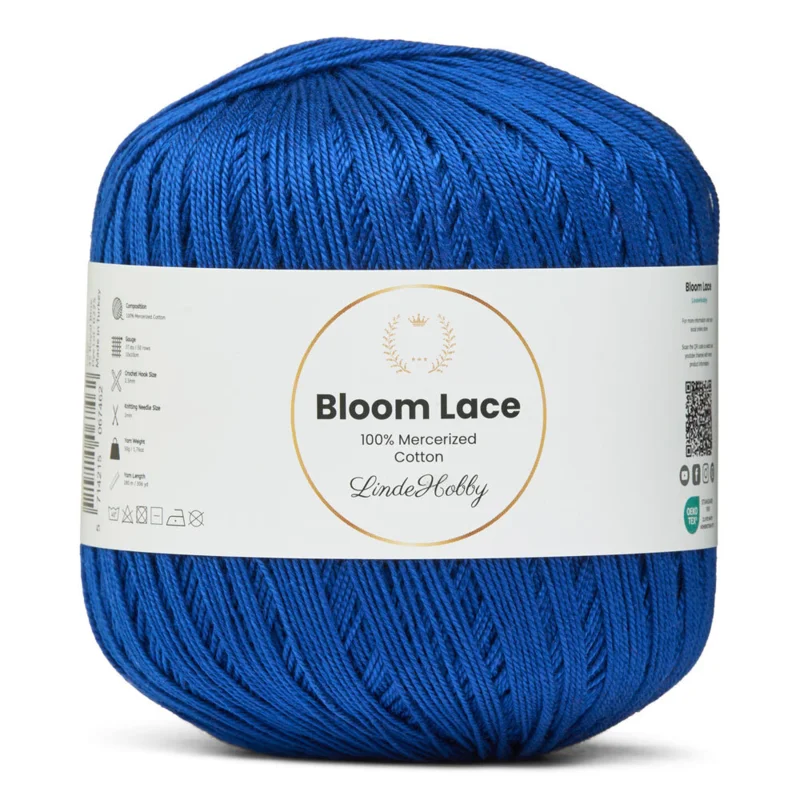 LindeHobby Bloom Lace Mercerized Cotton 35 Królewski niebieski