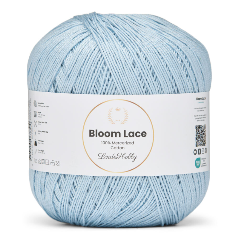 LindeHobby Bloom Lace Mercerized Cotton 28 Błękit niemowlęcy