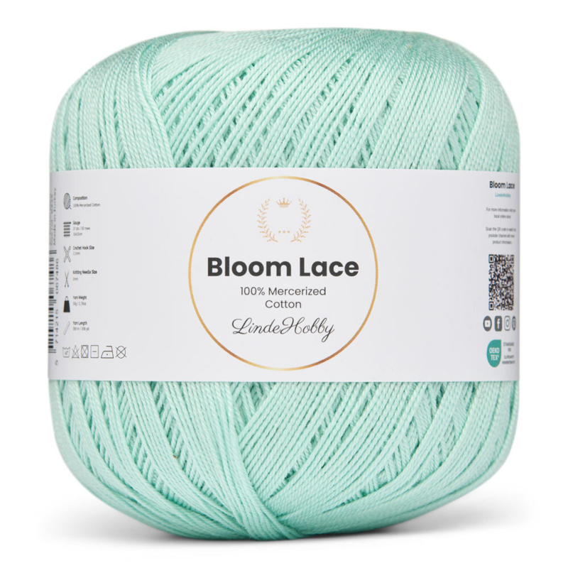 LindeHobby Bloom Lace Mercerized Cotton 37 Pastelowa mięta