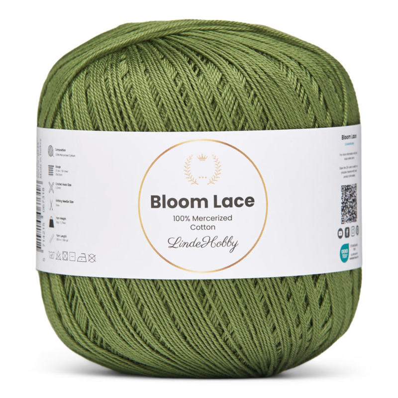 LindeHobby Bloom Lace Mercerized Cotton 20 Oliwkowy