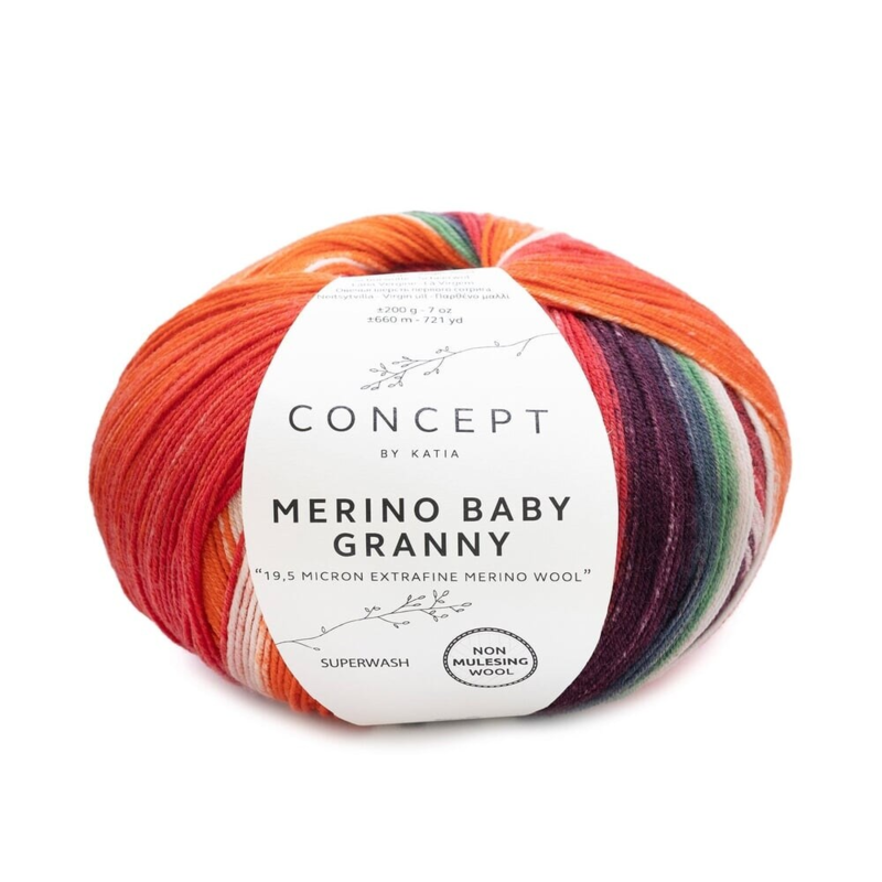 Katia Concept Merino Baby Granny 505 Czerwony-szary-camel
