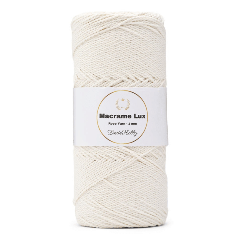 LindeHobby Macrame Lux, Sznurek do makramy, 1 mm 01 Cukrowa biel