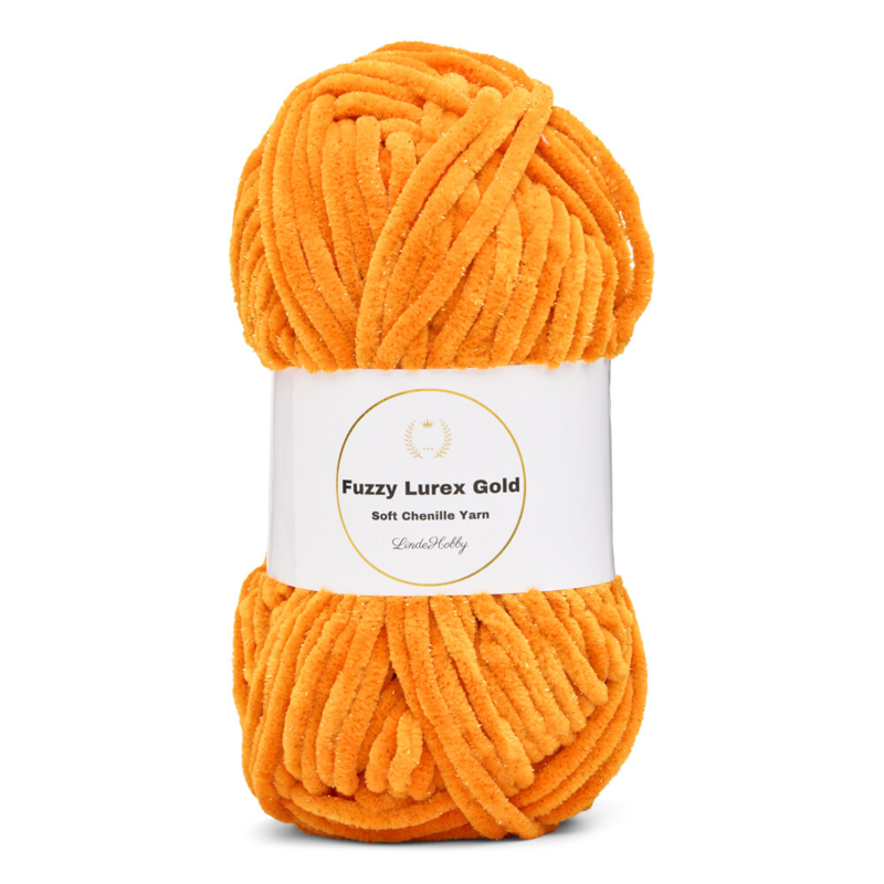 LindeHobby Fuzzy Chenille Gold Lurex 37 Pomarańczowy