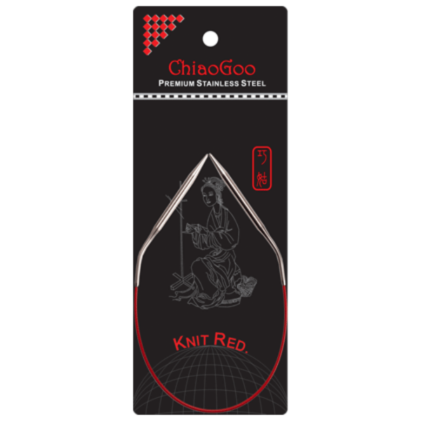 ChiaoGoo Druty na Żyłce Knit Red Stal Nierdzewna (23-100 cm) 30 cm