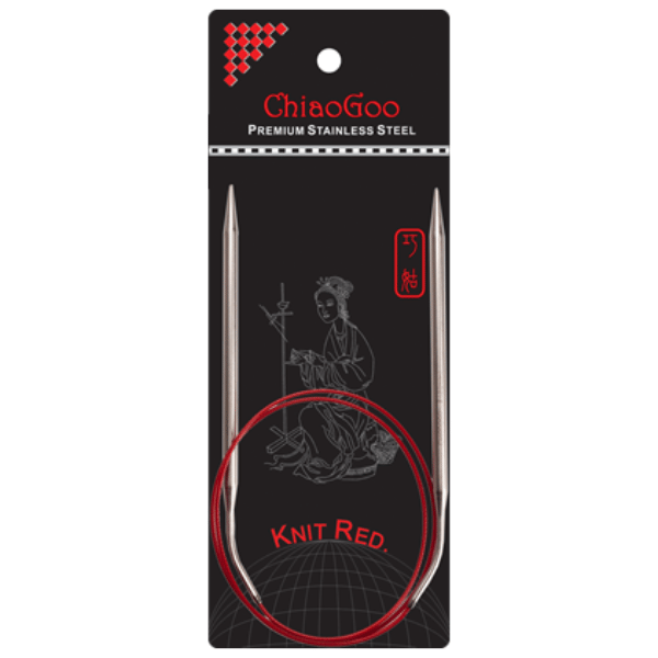 ChiaoGoo Druty na Żyłce Knit Red Stal Nierdzewna (23-100 cm) 80 cm