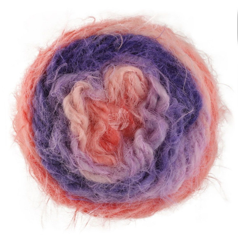 Lana Grossa Basta Mista 105 Łososiowy róż/Pudrowy róż/Bzowy/Fioletowo-niebieski/Fioletowy