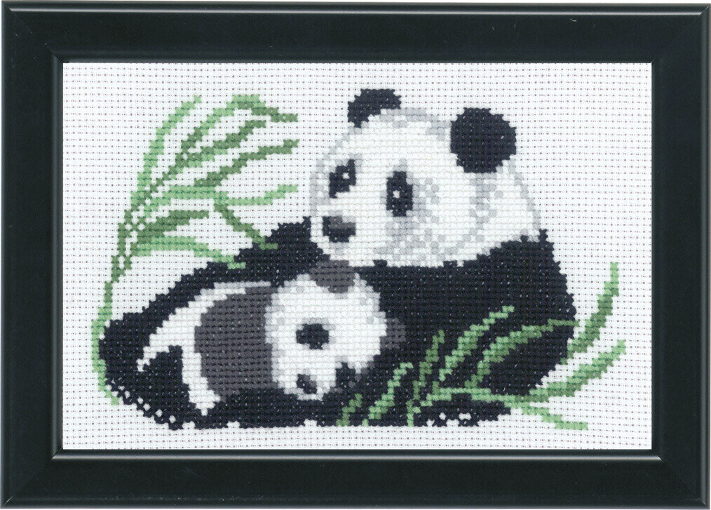 Zestaw do haftu Krzyżykowego Panda z młodym 14 x 9 cm