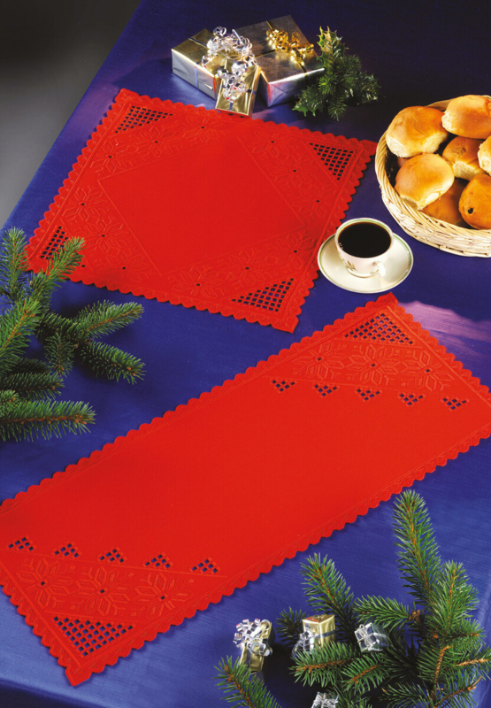 Zestaw do haftu Bieżnik, czerwony hardanger 28 x 67 cm