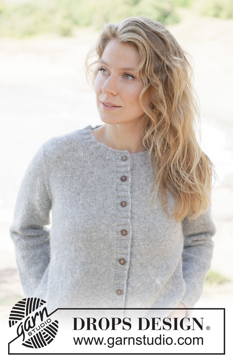 263-35 Silver Snuggle Cardigan by DROPS Design