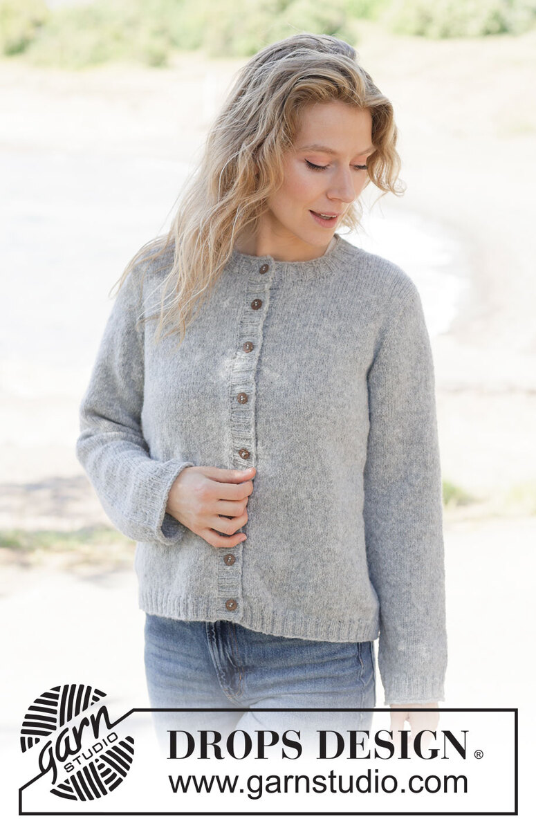 263-35 Silver Snuggle Cardigan by DROPS Design