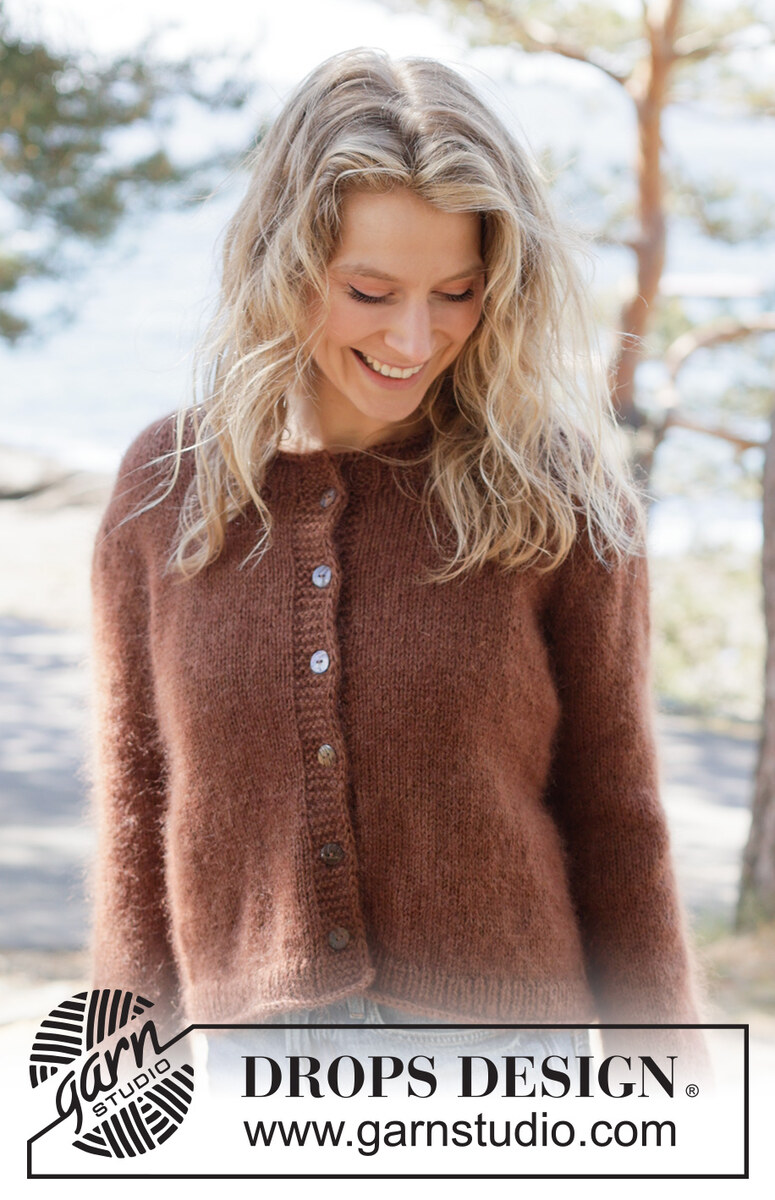 262-8 Autumn Nutmeg Cardigan by DROPS Design