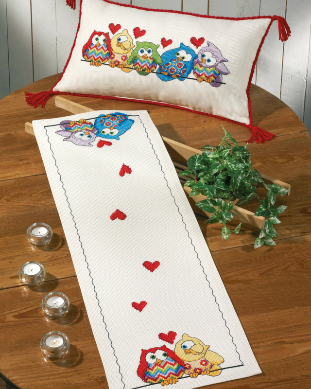 Zestaw do haftu Sowy w rzędzie 60 x 35 cm