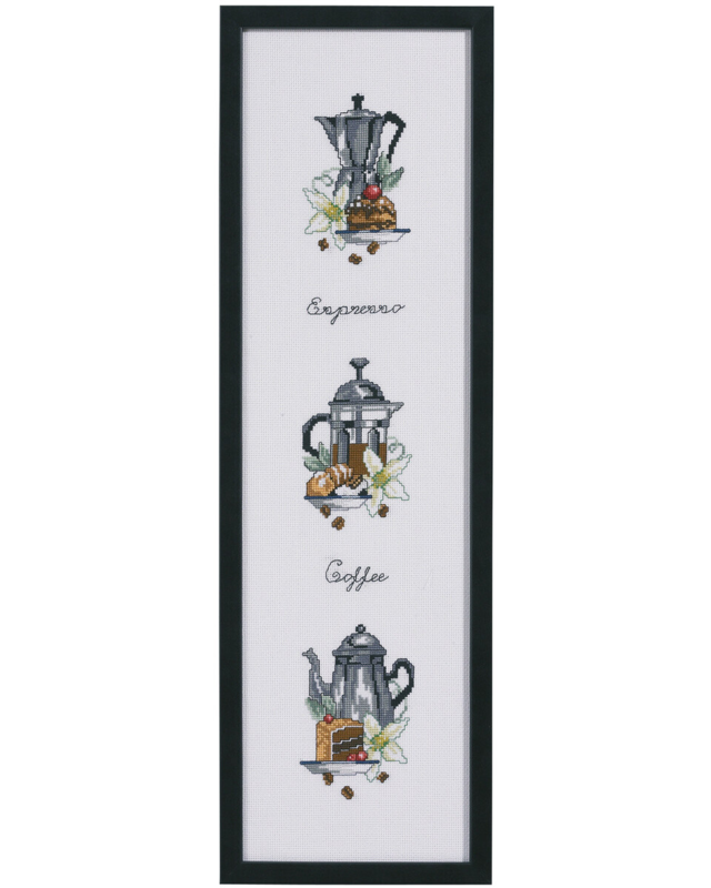 Zestaw do haftu Trzy dzbanki do kawy 15 x 55 cm