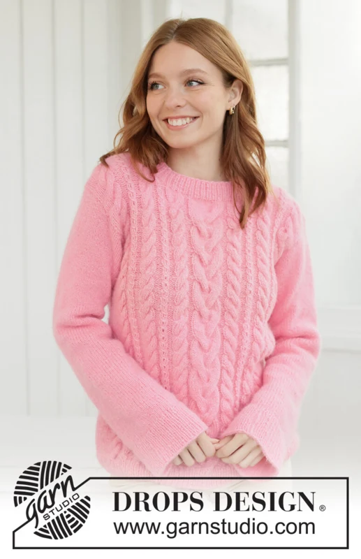267-13 Pink Marshmallow Sweater by DROPS Design