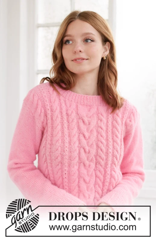267-13 Pink Marshmallow Sweater by DROPS Design