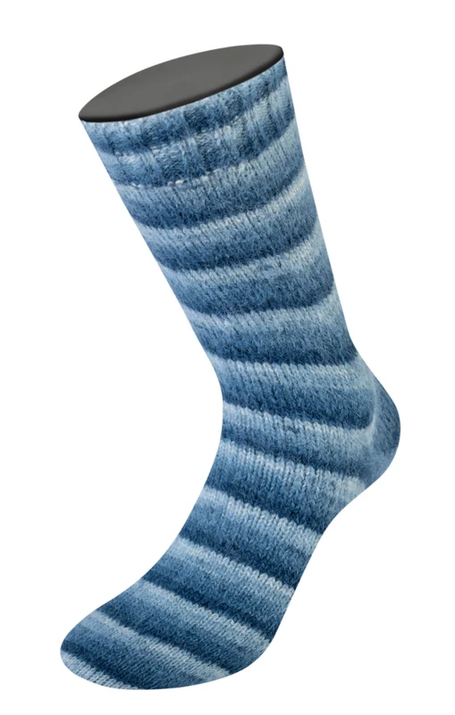 Lana Grossa Cosy Socks Soft Stripes 106 Czarnoniebieski/szaroniebieski/dymny niebieski/białoniebieski