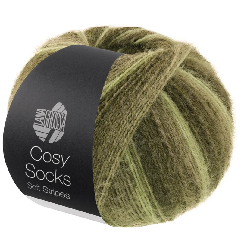 Lana Grossa Cosy Socks Soft Stripes 107 Jasnozielony/rezedowy/szarozielony/zieleń mchu