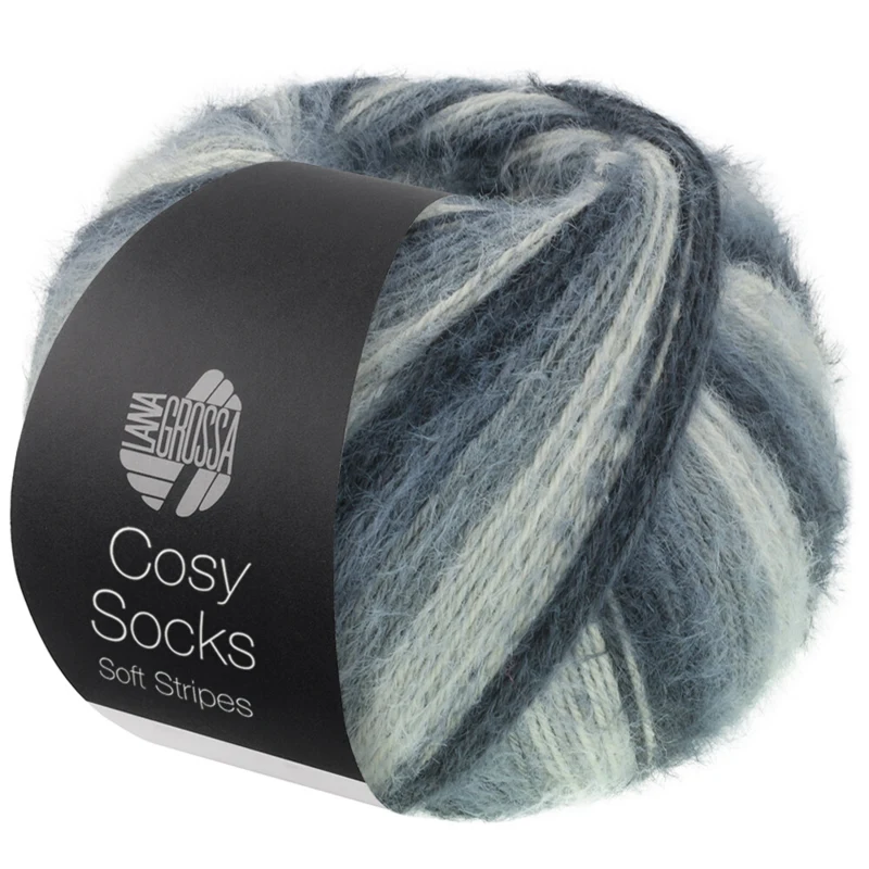 Lana Grossa Cosy Socks Soft Stripes 104 Antracyt/ciemnoszary/mysi szary/jasnoszary