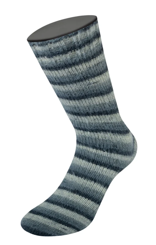 Lana Grossa Cosy Socks Soft Stripes 104 Antracyt/ciemnoszary/mysi szary/jasnoszary
