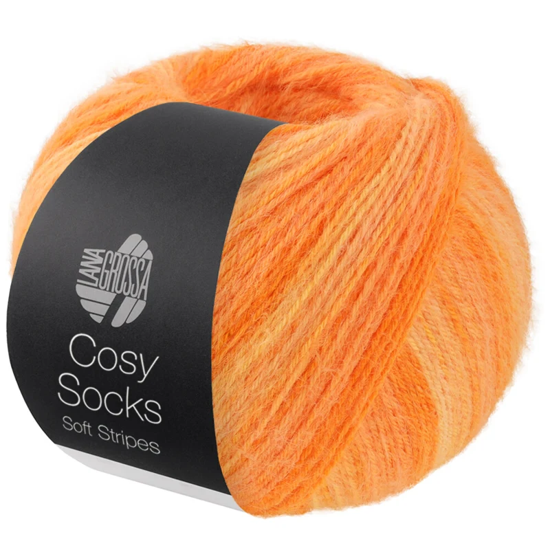 Lana Grossa Cosy Socks Soft Stripes 112 Bladopomarańczowy/mandarynkowy/pomarańczowy