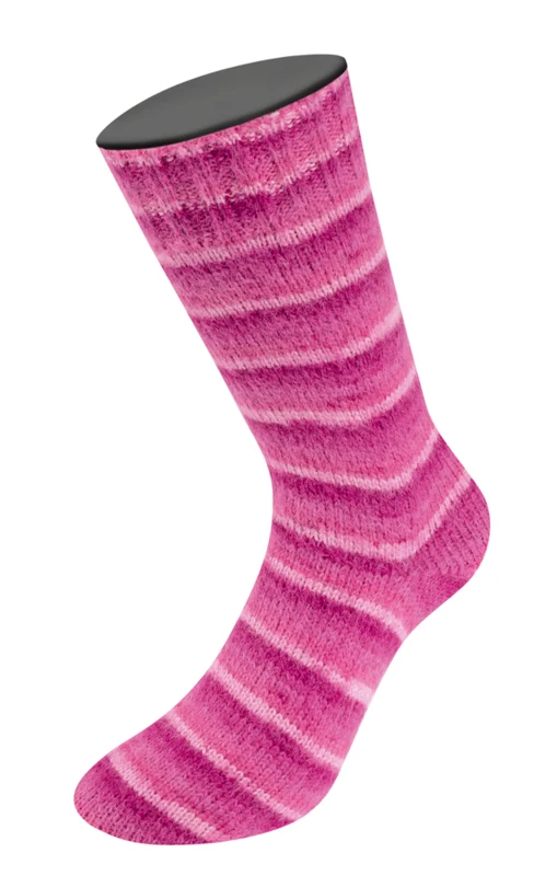 Lana Grossa Cosy Socks Soft Stripes 108 Różowy/brudny róż/łososiowy/wrzosowy