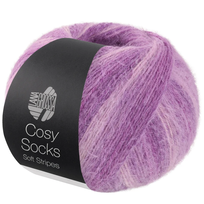 Lana Grossa Cosy Socks Soft Stripes 114 Bladoliliowy/liliowy/fioletowy